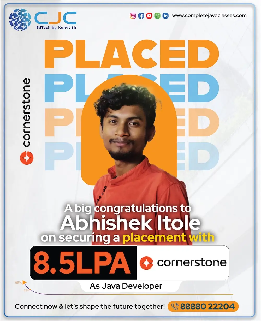 Abhishek Itole Placed at Cornerstone - 8.5 LPA Java Developer