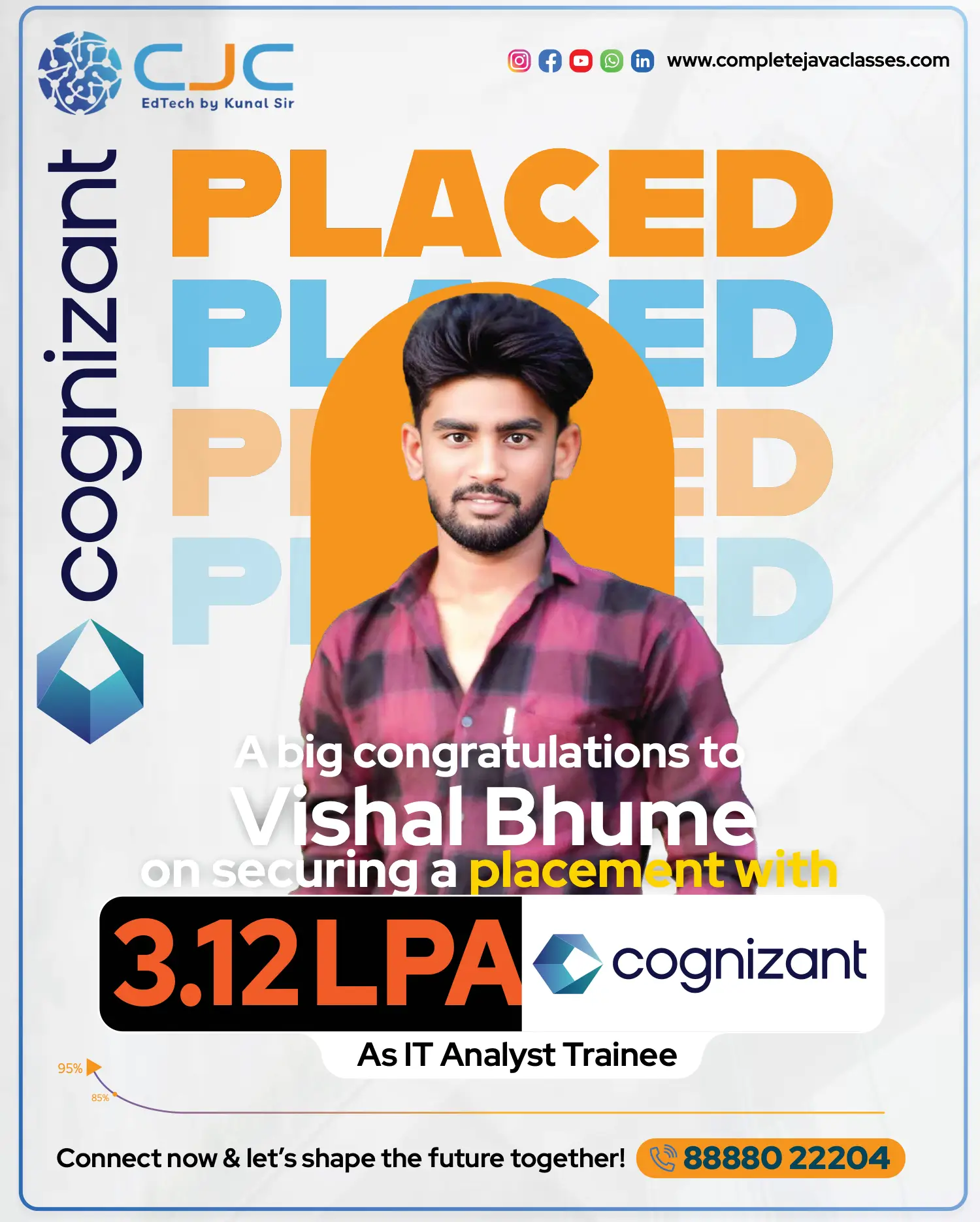 Vishal Bhume Placed at Cognizant - 3.12 LPA IT Analyst Trainee