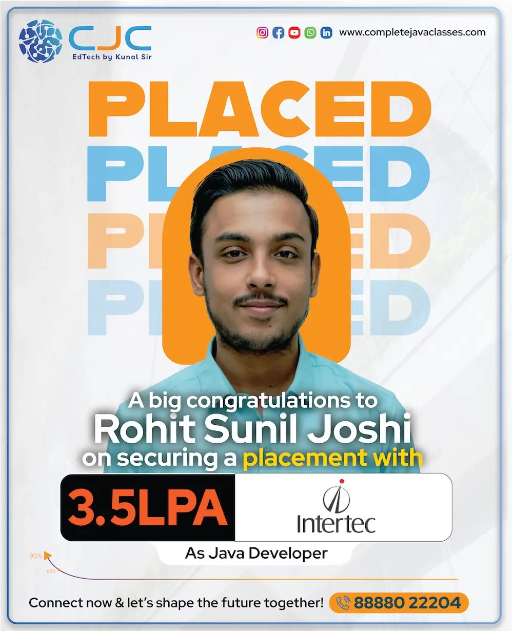 Rohit Sunil Joshi Placed at Intertec - 3.5 LPA Java Developer